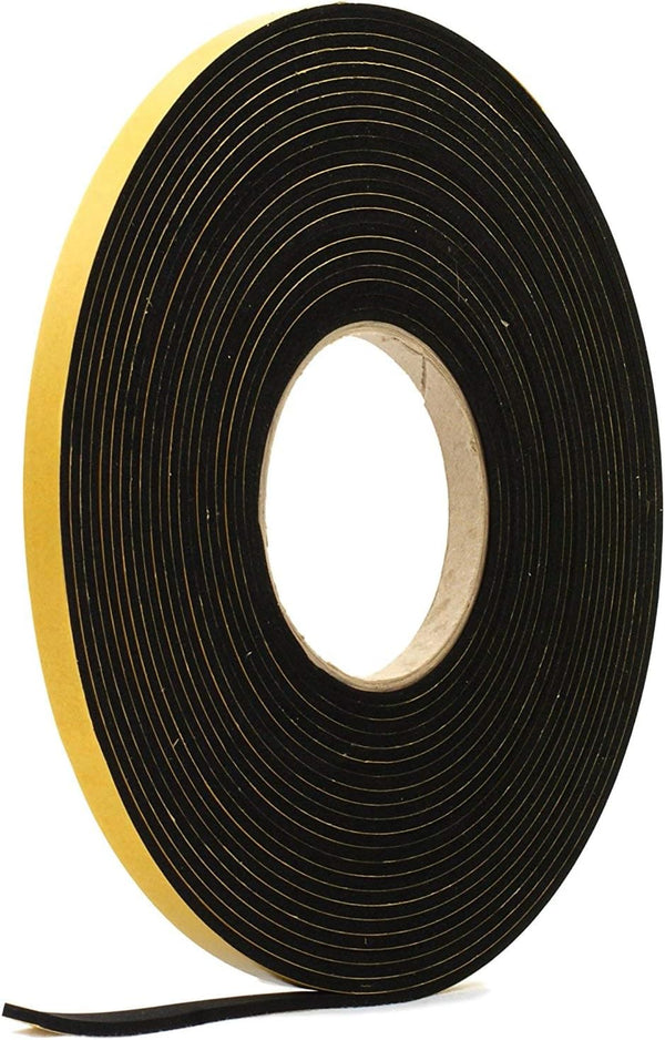 Neoprene Rubber Black Self-Adhesive Sponge Strip, 10mm Wide x 3mm Thick x 10m Long