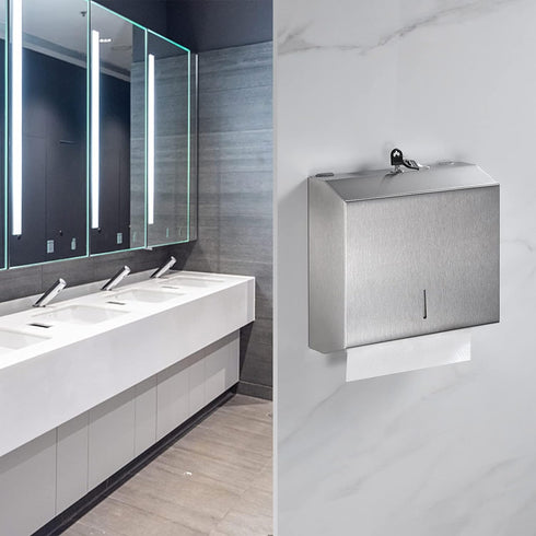 Commercial, Paper Towel Dispenser Wall Mount C Fold Multifold Hand Paper Towel Dispenser, Stainless Steel Tissue Holder