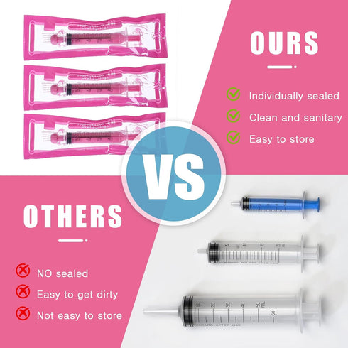 20 Pack 10ml Plastic Syringe with Caps, Colored Measuring Syringe for Pets Feeding, Individually Sealed