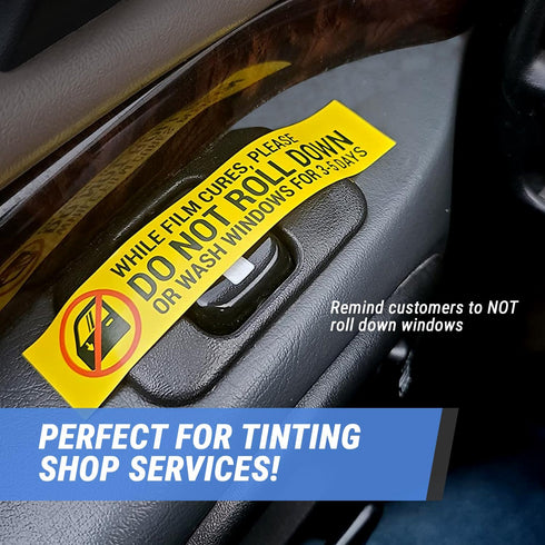 DO NOT ROLL DOWN Window Tint Stickers - 5 x 1 in. Caution Label Stickers for Automotive Window Film