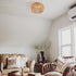 Boho Ceiling Light Fixtures Rattan Chandelier Bedroom Light Small Rattan Flush Mount Ceiling Light Hand-Woven