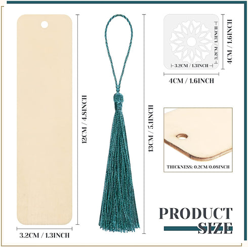 92 36 36 20 4.8 1.3 Inch) TaoBary Pcs Wood Bookmark Making Kit Includes Unfinished Blank Bookmarks Tassels Templates