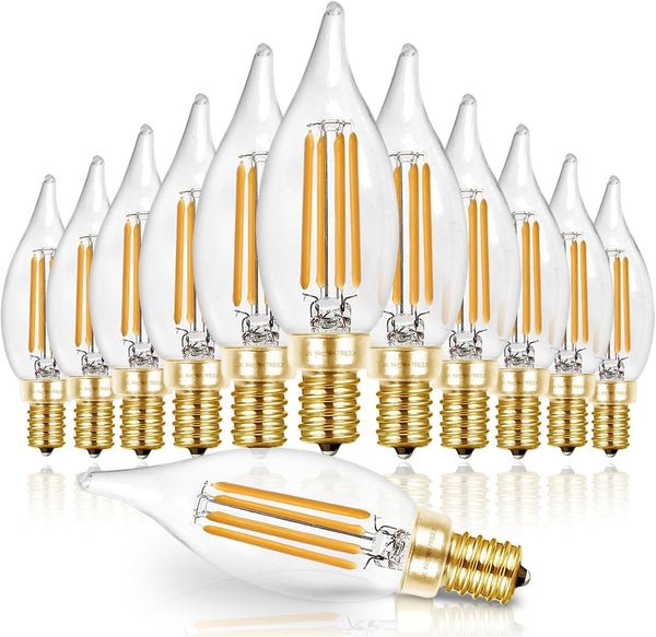 Hizashi LED Candelabra Bulbs 60 watt Equivalent 2700K Soft Warm White, Dimmable