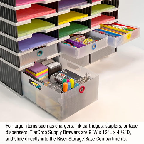 TierDrop Desktop Organizer Supply Drawers, Set of 2, Clear the Clutter and Keep Desk Accessories Organized