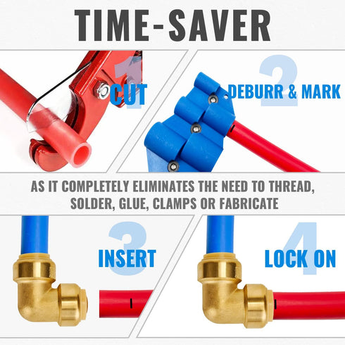 SUNGATOR 3/4-Inch PEX Elbow, Push Fit 90-Degree Plumbing Fitting with Disconnect Clip, 2-Pack, No Lead Brass
