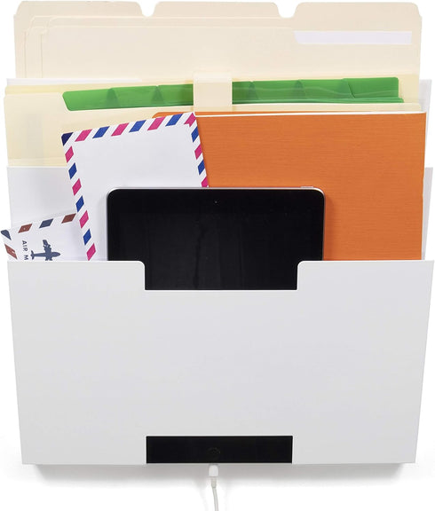 Wallniture 3-Tier Lisbon Wall File Holder Organizer, Metal White for Office Storage