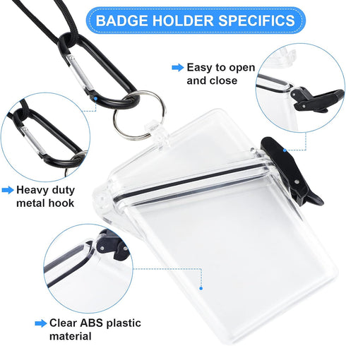 URATOT 4 Pack Clear Waterproof Badge Holder with Lanyard, Heavy Duty Durable Locker Dry Box for Cards, Coin, and Money