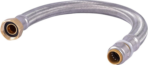 SharkBite Max 18 Inch Stainless Steel Braided Flexible Water Heater Connector, 1/2 Inch x 3/4 Inch FIP, Push to Connect