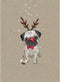 Tree-Free Greetings Holiday Greeting Cards, Pug Happy Christmas, Vintage Brown Recycled Paper, 10-Pack