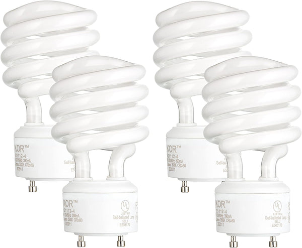 KOR (Pack of 4) 23 Watt Mini Spiral - GU24 Base -