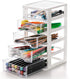 Hedume Clear Desktop Drawer, 5 Drawer Storage Unit, White Frame with Clear Drawers, Drawer Unit