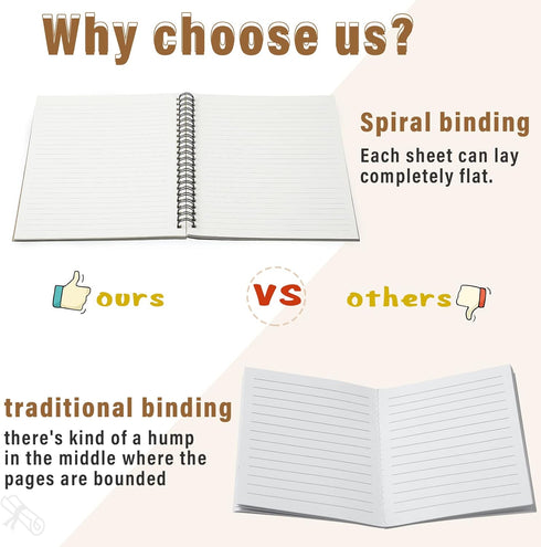 Fuutreo 24 Pcs A5 Spiral Notebook for Work, 8.3 x 5.7 Inch, College Ruled, Kraft Cover, 12 Colors, 120 Pages