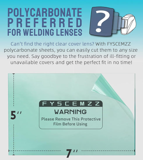 FYSCEMZZ 10PCS 5x7 Inch Cut-to-Size Welding Helmet Hood Replacement Clear Inside Outside Front Protective Lens Filter