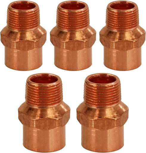 Supply Giant DDNA0120-5 Male Adapter, Reducing Fitting Sweat x MIP Connections, 1/2 X 1/4, Copper