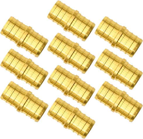 10 Pack PEX Fittings, 3/4" Straight Coupling Brass Fittings for PEX Tubing Pipe (3/4" Coupling)