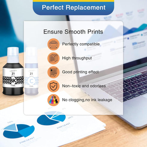 GI-21 Ink Bottles Set Compatible for Canon 21 GI-21, Refill Bottles for MegaTank G3270 G3260 G3290