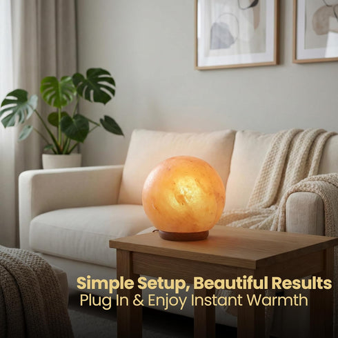 SAF Naturals 6 Inch Dimmer Himalayan Natural Salt Lamp, Globe Shape, Diameter, with Cable