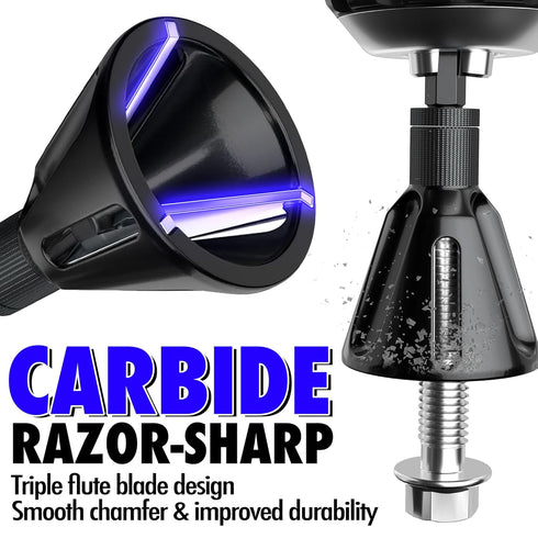 Deburring External Chamfer Tool with Tungsten Carbide Blade, Quick Release Hex Shank, Fits 3/16" to 1"