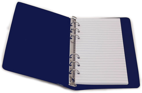 HNR Blue Loose-Leaf Memo Book, 6 3/4 x 3 3/4", 6-Ring Binder, 80 Pages + Free Refill