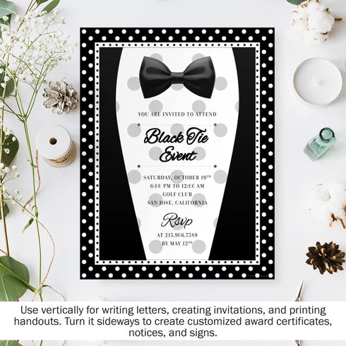 Barker Creek Designer Computer Paper, Black And White Dots, 8.5” x 11”, Decorative Printer Paper, 50 Sheets per Pkg