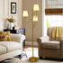 Dimmable 3 YYJLX Modern Floor Lamp with Switch Light Tree Standing Tall Lamp with Linen Drum Shade Mid Century Gold