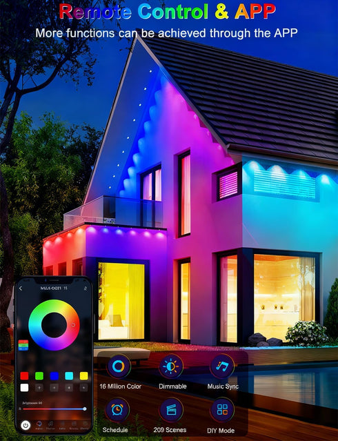 50Ft 30 209 IP67 CCILAND Permanent Outdoor Lights, LED Eternity RGB&IC Smart Eaves Lights with Remote App Scene Modes