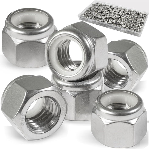 Vifmy 110 Pack 1/4"-20 Inch Lock Nuts,304 (A2-70) Stainless Steel Nylon Insert Locknuts,Standard