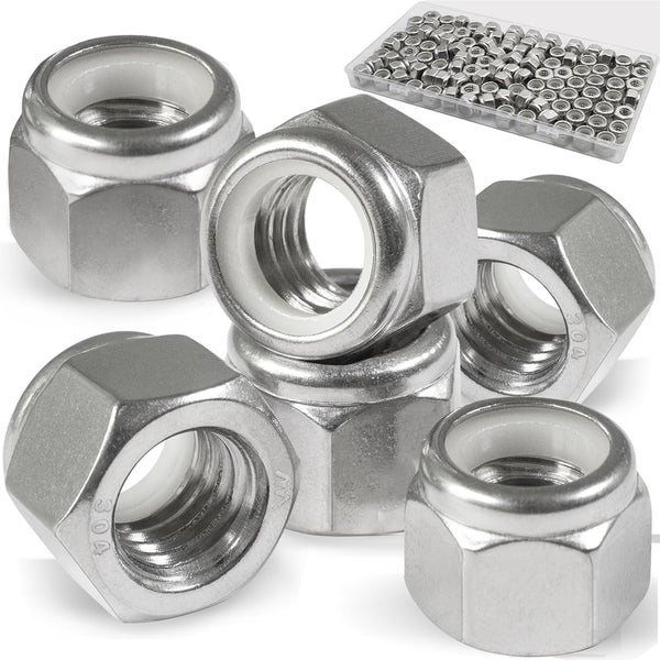 Vifmy 110 Pack 1/4"-20 Inch Lock Nuts,304 (A2-70) Stainless Steel Nylon Insert Locknuts,Standard