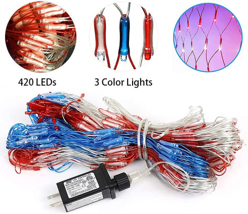 420 4th, American Flag Lights, Super Bright Lighted American Flag Net Light Waterproof US Flags String Light