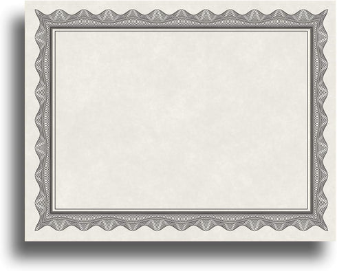 Blank Parchment Certificate Paper for Awards, Works with Inkjet/Laser Printers, 8 1/2" x 11", Black Border (25 Sheets)
