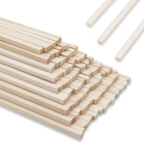 120Pcs Wood Square Dowel Rods 1/4 x 1/4 x 12 inch, Balsa Wood Squares for Crafts and Model Making