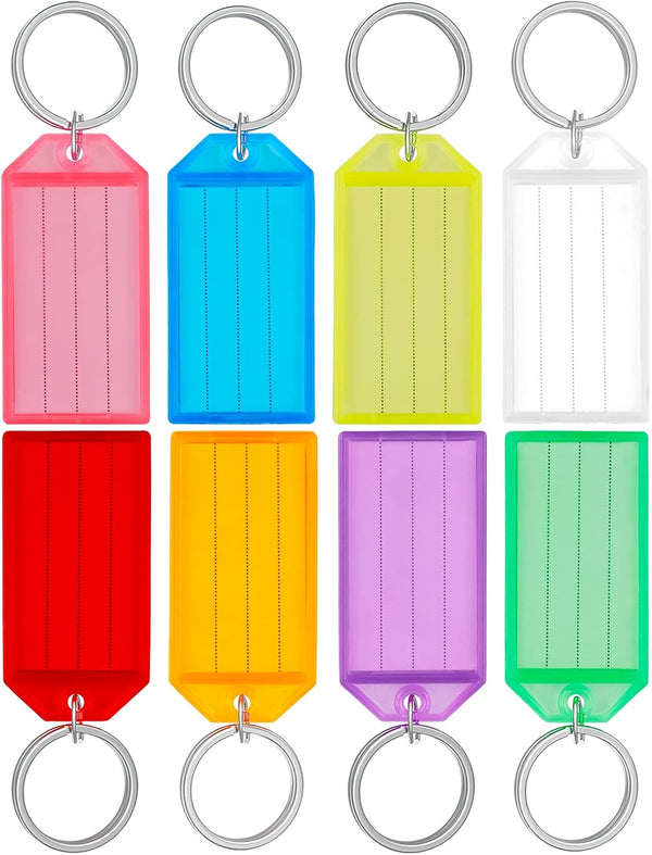Uniclife 20 Pack Tough Plastic Key Tags - Split Ring Label Window, Assorted Colors
