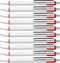 Schneider Slider Xite XB Ballpoint Pen, Refillable, 1.4 mm, White Barrel with Blue Accents, Red Ink, Box of 10