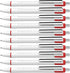 Schneider Slider Xite XB Ballpoint Pen, Refillable, 1.4 mm, White Barrel with Blue Accents, Red Ink, Box of 10