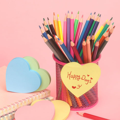 Heart Shape Sticky Notes, 4 Color Pastel Sticky Pad, 75 Sheets/Pad Self-Sticky Note Pads