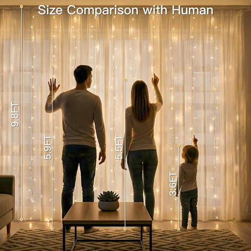 300 9.8x9.8ft suddus Curtain Lights for Bedroom, Led Curtain Lights for Backdrop, Curtain String Lights for Christmas