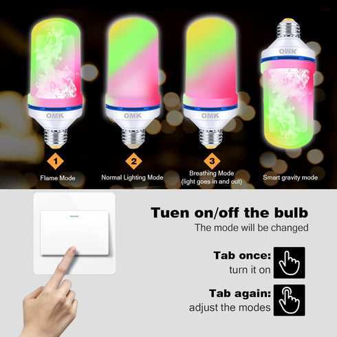 LED Flame Effect Fire Light Bulbs, 2 Pack, Flickering Fire Simulated Lamps, E26 Base Energy Efficient for
