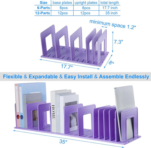 LuluEasy Adjustable Vertical File Sorter Sturdy Plastic Expandable Upright File Holder, Desktop Binder Organizer