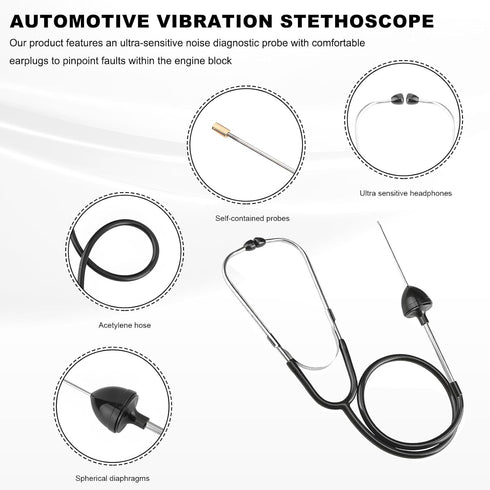 VCYOPN Car Mechanic Stethoscope, Auto Cylinder Noise Diagnostic Tool with Extended Probe, Professional Engine Sensitive