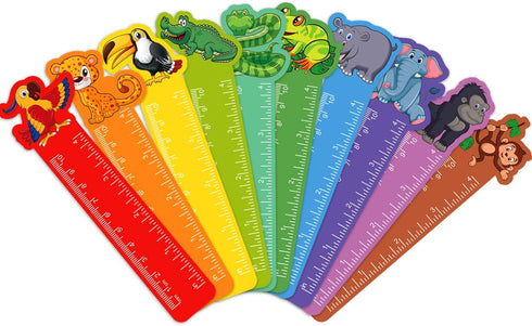 Frienda 50 Pieces Cute Animals Bookmarks Ruler for Kids, Jungle Animal Party Favor, 10 Styles