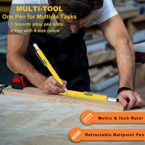 Gifts for Men, 6 in 1 Multi Tool Pen Set, Dad Gifts from Daughter Son, Birthday Stocking Stuffers