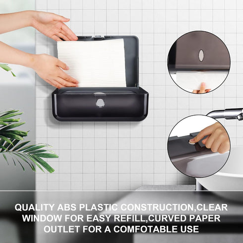 Touchless Paper Towel Dispenser Wall Mount, No Drilling Waterproof/Dustproof Multifold Tissue Holder for Home Kitchen