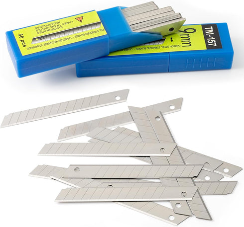 Gomake 100PCS 9mm Box Cutter Knife Replacement Blades - 60 Degree Carbon Steel Snap Off Blades