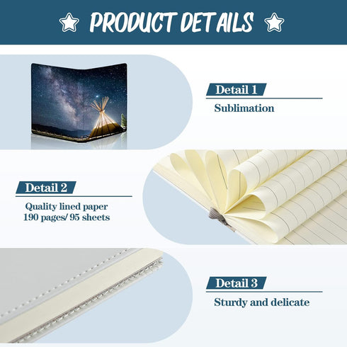 Zonon Sublimation Journal Blank Notebooks, A6 190 Pages Thick Faux Leather for School Office Supplies