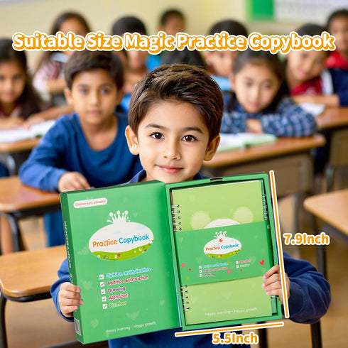 HAIYISHIYE 3-8 7.8in5.5in Grooved Writing Books for Kids, Magic Practice Copybook, Reusable Handwriting Practice Book