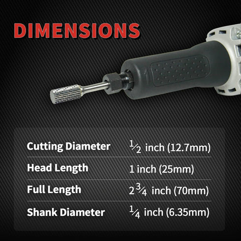 S&F STEAD & FAST Carbide Burr with 1/4” Shank, 1/2” Cutter Dia, Professional Grade Tungsten File for Metals, Rotary File