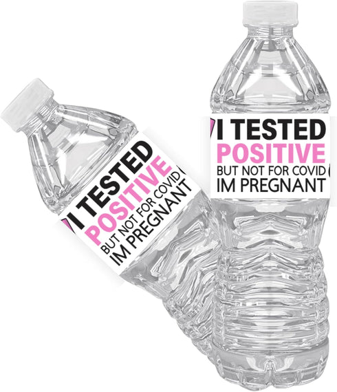 Set 12 I Tested Positive But Not for Covid | I'm Pregnant| Pregnancy Reveal Party Water Bottle Labels |