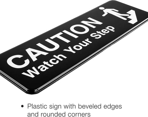 Excello Global Products Caution Watch Your Step Sign - Informative Plastic Sign for Indoor Outdoor Use