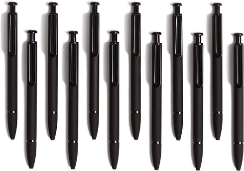 U Brands Midnight Monterey Ballpoint Pens, Set of 12, Black Soft Touch, Bold (1.0 mm) Point, Black Ink