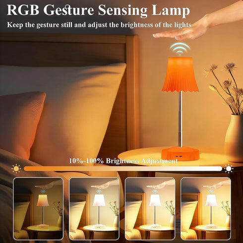 Generic 2 Pack 7 3 Gesture-Sensing Table Lamps, Rechargeable, extendable LED nightlights, Color Changes and RGB Modes